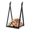 Triangle Firewood Rack with Raised Base for Fireplace Fire Pit